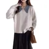 Cardigan Suéter com Gola Polo e Zíper Suave Transfronteiriço para Mulheres 2025 Primavera e Outono Novo Estilo Estilo Preguiçoso Jaqueta de Tricô Macia