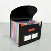 Bolsa Sanfonada Xadrez Preta Nova A4 Transfronteiriça Dobrável Grande Capacidade Cordão de PP Selagem Três Lados Bolsa Sanfonada Arco-Íris Vertical