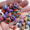 Cuentas de rayas de arcoíris con agujero grande, cuentas sueltas de resina, cuentas de colores imitación cristal, accesorios para joyería, kit de pulsera DIY, cuentas