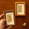 Mini porta-retrato caligrafia chinesa madeira maciça nogueira mesa impressão montagem pintura diy ornamentos criativos de mesa