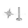 Pendientes de Aleación de Titanio F136 Nuevos Clavos para Hélice Auricular de Estrella de Ocho Puntas Completamente Diamantados Zirconia 5A Montados a Mano Joyería de Estrella Polar Tallada