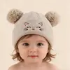 Gorro de punto bordado lindo estilo japonés para mujeres universitarias con orejas de gato, artículo transfronterizo moderno y popular