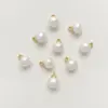 Perlas de Agua Dulce Naturales Chapadas en Oro de 18 Quilates, Cuentas Blancas en Forma de Botón, Colgantes para Manualidades Hechas a Mano con Cuentas en Forma de Gota Pequeña