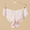 Europeo y Americano Malla Ligera Perspectiva Tentación Caliente Encaje Hueco Ropa Interior para Mujer Bóxers de Algodón de Cintura Baja Estilo de Comercio Exterior