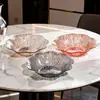 Plato de frutas PET de lujo ligero estilo europeo con bordes plateados, alto valor estético para la mesa del comedor del hogar, adecuado para frutas, bocadillos y dulces