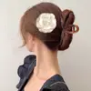 Acessório de Moda de Seda de Alta Qualidade 8cm Flor de Camélia Ultra-Resistente com Broche e Presilha Dupla Utilização