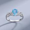 Novo anel azul marinho de diamante completo feminino s925 prata esterlina personalidade da moda europeia e americana fechada flor de gelo corte anel de dedo pode ser atacado