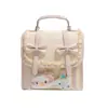Mochila Estilosa Boneca Fofa Estilo Coreano Bolsa para Dor Mochila Versátil com Alça de Ombro e Transversal Laço Doce de Renda