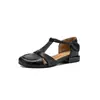 Sandalias de cuña huecas de tacón grueso y punta cerrada de nuevo estilo, 2 cm, cómodas de llevar, elegantes, transpirables, versátiles