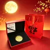 Popular Moneda Conmemorativa de Lámina de Oro del Festival de Medio Otoño, Caja de Regalo con Adorno de Ruyi para Pastel Dorado, Souvenir Corporativo de Fiesta