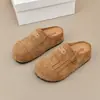Sapatos Casuais de Couro para Primavera/Verão 2026 Mocassins Slip-On Meias Pantufa Fechadas Sapatos Birkenstock Retrô de Solado Grosso
