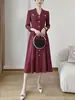 Vestido estilo Miyake, falda plisada inspirada en Chanel, cárdigan de un solo botón, falda de línea A adelgazante que ciñe la cintura, vestido elegante