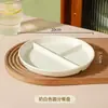 Plato de Cerámica Color Crema de Tres Compartimentos para Cena con Color Bajo Esmalte, Plato Individual para Desayuno para Control de Porciones y Pérdida de Peso, Plato Redondo Dividido