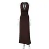 Roupas Femininas Europeias e Americanas Mais Vendidas 2026 Outono Nova Moda Sexy Sem Costas Vazado Conjunto Vestido Liso Plissado