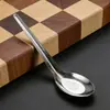 Cuchara de acero inoxidable para uso doméstico, longitud extendida, adecuada para restaurantes, cafeterías, comedores estudiantiles, cuchara de servir para restaurante, cuchara de sopa, cuchara de fondo plano
