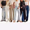 Jeans de Herramienta Rectos Lavados No Elásticos Estilo Retro Americano para Mujer Otoño Nuevo Calle Comercio Exterior Pierna Ancha Vaqueros Pantalones para Mujer