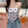 Estilo Transfronteiriço Verão Roupas Femininas Moda Europeia e Americana Estampado Costas Vazadas Férias à Beira-Mar Sling Faixa Abdominal Praia Viagem Mulheres