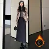 Falda Midi Maillard Atardecer Forrada de Polar y Engrosada, Nuevo Modelo Otoño 2026 con Abertura Trasera, Falda de Longitud Media con Efecto de Caída y Ajuste Ceñido a la Cadera
