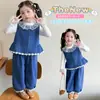 Conjunto de Chaleco de Mezclilla para Niñas, Moda Coreana Casual de Primavera y Otoño 2025, Ropa Exterior de Otoño para Bebé