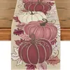 Heqi Camino de Mesa con Estampado de Calabaza de Otoño y Hoja de Arce Estilo Pastoral Decoración de Mesa Cubierta para Mueble de TV Personalizable