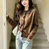 Cardigã de tricô color block com acabamento em babados, nova coleção outono/inverno 2026 feminino, quente, modelador, gola redonda, jaqueta suéter versátil