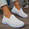Comercio Exterior Talla Grande Tejido de Mosca Estilo Deportivo Zapatos Planos Bajos para Mujer Transfronterizos Europeos y Americanos Malla Tejida Transpirables Zapatos sin Cordones Wish