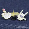 Broche de Palma Punk Rock Europeo y Americano Personalizado, Accesorios para Abrigos, Insignias de Gestos Variados, Venta Caliente Transfronteriza, Diseño Gratuito