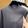 Suéter de punto trenzado de alta calidad para hombre, cuello redondo, manga larga, capa base casual versátil para otoño, venta al por mayor