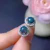Aretes de Tuerca de Ópalo Negro Multicolor Natural con Piedra Principal de 6 mm, Finamente Elaborados en Plata de Ley 925, Banda Ajustable
