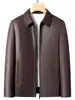 Chaqueta de Piel para Padres de Mediana Edad y Mayores, Nuevo Estilo Otoño 2026, Cuello Solapa, Chaqueta de Piel con Cremallera