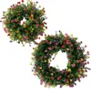 Nueva corona de primavera de Jiuhong, simulación de color, pequeña corona de flores silvestres para decoración navideña, corona para valla de jardín, decoración colgante para puerta