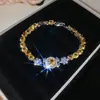 ¡Pulsera apilada de diamantes de colores! Pulsera de calabaza con circonita chapada en oro real, joyería de diseño niche estilo ins coreano para mujer