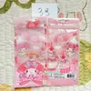 Bolsa para bolígrafos Sanrio de 6 piezas, bolsa de plástico transparente de alta gama, bolsa sellada, bolsa para bolígrafos de embalaje autosellante con película perlada