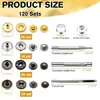 En stock: 120 juegos de botones de presión metálicos de cuatro colores de 12,5 mm, broches de presión de cobre de cuatro partes, botones de presión de liberación rápida, cierres ocultos macho y hembra, juego de herramientas