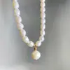 Collar Colgante de Perla Ovalada de Agua Dulce de Alta Calidad, Estilo Ol de Moda, Tendencia Ins Versátil, Diseño de Nicho Estilo Mamá