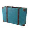 Maleta de madera de estilo europeo vintage, maleta de cuero antigua, caja de almacenamiento, pieza de exhibición para escaparates, accesorio para cine y fotografía, caja decorativa