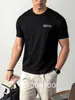 [Antibacteriano Nivel 5A] Camiseta de Manga Corta de Fibra de Bambú Natural para Hombre Verano 2026 Estilo Delgado con Estampado de Letras, Sensación Simple y Fresca