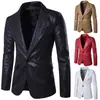 Nuevo 2019 Comercio Exterior para hombre Europeo y Americano color liso ajustado cuero PU moda traje de cuero para hombre X307