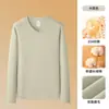 Camiseta de Manga Larga con Cuello en V Cepillado por Ambos Lados, Algodón Puro de Peso Pesado de 310 g para Hombre, Nueva Camiseta de Capa Base para Hombre Otoño e Invierno 2026