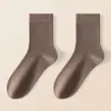 Meias de Lã Clássicas de Cor Sólida para Homens, Ponta Sem Costura, Antibacterianas, Resistentes a Odores, Meias de Lã Quentes para o Inverno, Meias de Cano Médio para Homens, Meias Zhuji