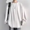 Nueva camisa casual de manga larga para hombre, estilo americano, corte holgado, blanca y texturizada, perfecta para usar en capas, para primavera y otoño.