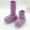 Zapatos para bebé y niño pequeño de otoño e invierno con pelo integrado, forro polar, rizo grueso, suela suave de algodón, zapatos y calcetines