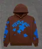 Sudadera con capucha de forro polar grueso de peso pesado 450 g, original de ultramar, para hombre, con estampado de espuma de Araña Sp5Der