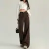 Pantalones de pierna recta, color café de moda, no ajustados, nuevo estilo casual otoño/invierno, adelgazantes, holgados, de pierna ancha y hasta el suelo