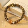 Pulsera de cuentas de sándalo verde natural de barril viejo para hombre y mujer, Bodhi garra de gato, quemado al carbón, flor pequeña, conejo mixto Tianqi, pulsera de anillo móvil