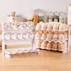 Caja de Almacenamiento de Huevos de Plástico para el Hogar Multicapa Plegable Estante para Huevos para Puerta Lateral de Refrigerador 24 Piezas Bandeja para Huevos Anticaídas Estante para Huevos