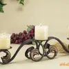 Castiçal Decorativo de Ferro Estilo Europeu Suporte de Ferro Celebração Casamento Artesanato de Ferro Castiçal de Ferro Castiçal de Metal Suporte de Ferro