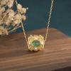 Elliot Jewelry Método Antigo Folheado a Ouro Inlay Pingente Cadeado da Paz Inlaid com Calcedônia Natural Ágata Pérola Colar para Meninas