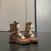 Botas de Boxeo con Cordones de Bloques de Color Moda Femenina Versátil Estilo Retro 2026 Otoño/Invierno Nuevo Diseño Sensación Patchwork Casual Botines Cortos