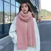 Cachecol Tricotado de Cor Sólida de Inverno Cachecol Lã Engrossado para Mulheres e Estudantes Casal Popular Online Moda Coreana Combina com Tudo Cabelo